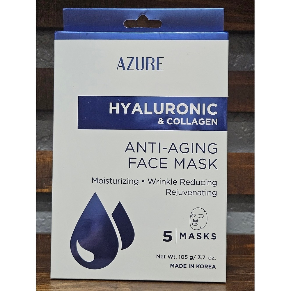 Azure Hyaluronic & Collagen Anti-Aging Face Mask - Blue (5 Masks)